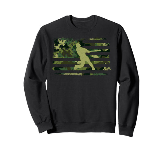 Baseball Us Camouflage Flag Sweatshirt - Minimalist Print Men Women - T-Shirt, Sweatshirt, Hoodie
