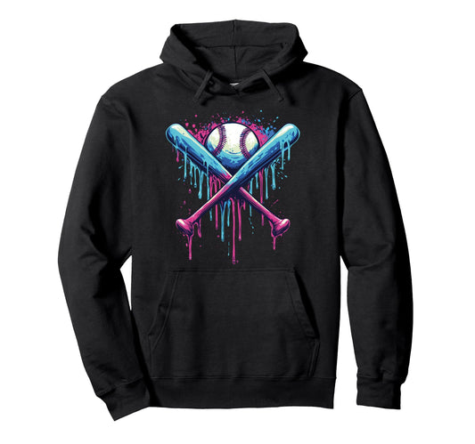 Baseball Bat Drip Funny Hoodie - Unique Graphic Unisex - T-Shirt, Sweatshirt, Hoodie