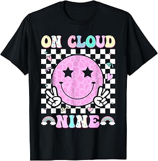 Groovy On Cloud Nine Bday 9 Year Old 9th Birthday Girl T-Shirt Unisex T-shirt, Sweatshirt, Hoodie, Long Sleeve Tee - T-Shirt, Sweatshirt, Hoodie