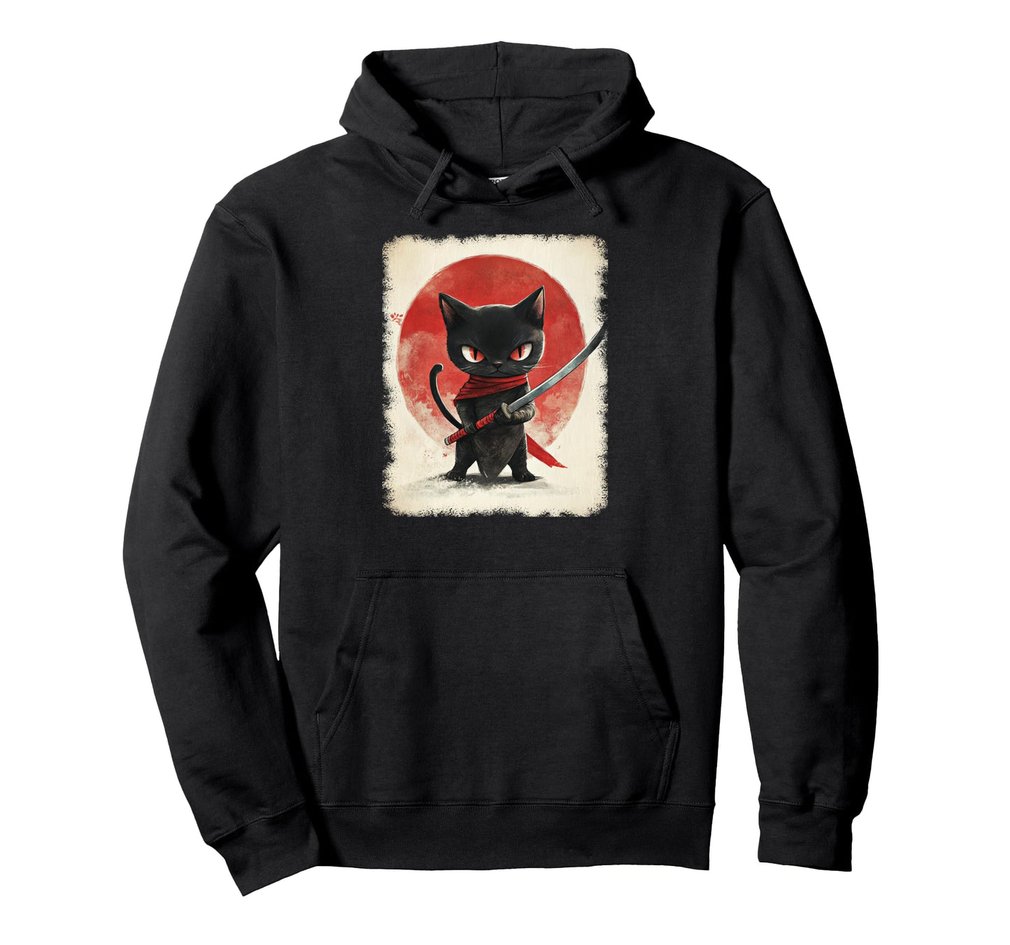Japanese Samurai Kitten Kawaii Ninja Hoodie - Casual Everyday Wear Unisex - T-Shirt, Sweatshirt, Hoodie