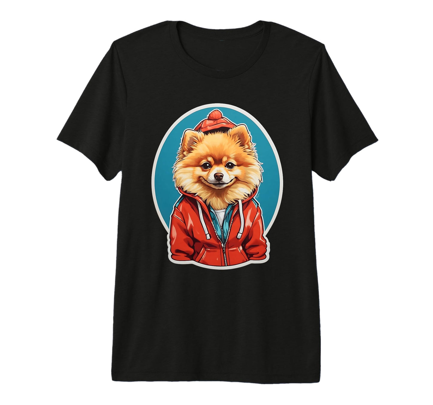 Happy Pomeranian Red Cozy Dog Art Tri Hoodie - Trendy Graphic Men Women - T-Shirt, Sweatshirt, Hoodie