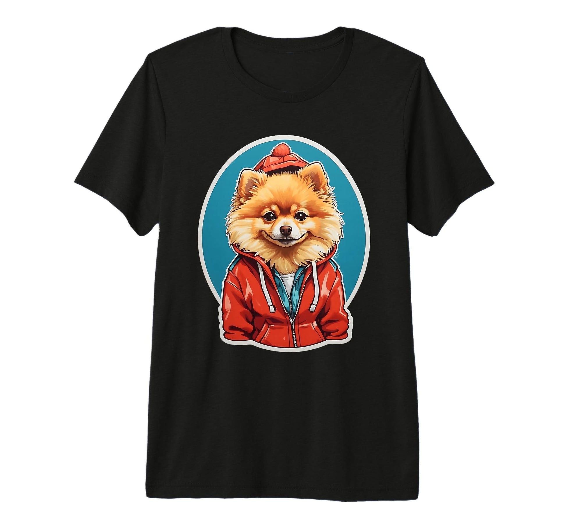 Happy Pomeranian Red Cozy Dog Art Tri Hoodie - Trendy Graphic Men Women - T-Shirt, Sweatshirt, Hoodie