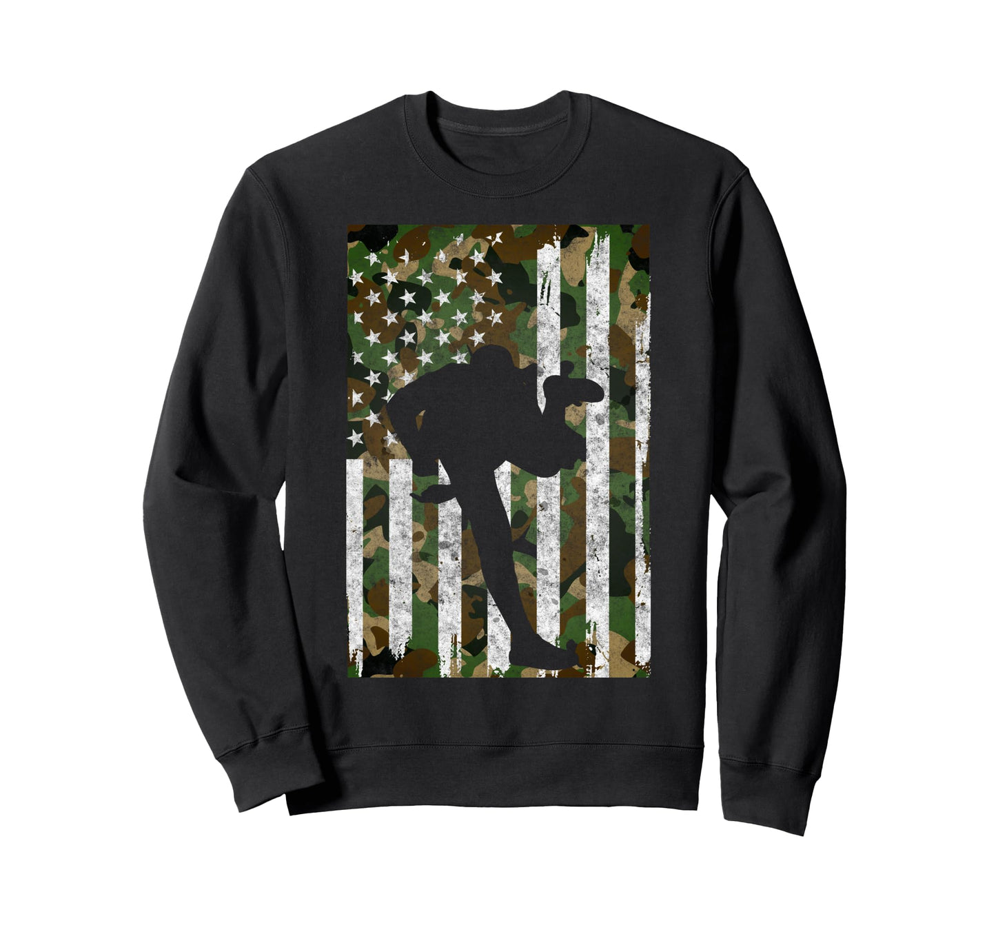 Baseball Us Camouflage Flag Sweatshirt - Fun Novelty Design for Adults - T-Shirt, Sweatshirt, Hoodie