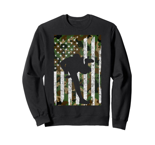 Baseball Us Camouflage Flag Sweatshirt - Fun Novelty Design for Adults - T-Shirt, Sweatshirt, Hoodie