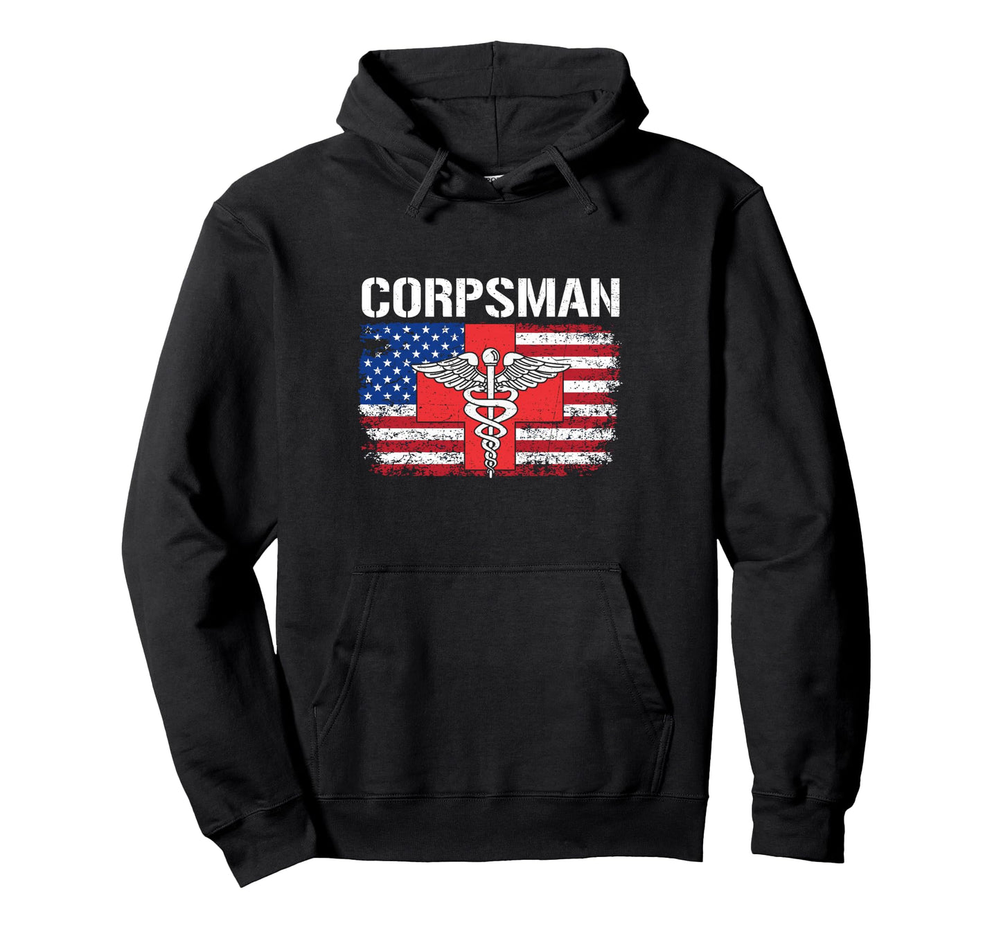 Hospital Corpsman Flag American Usa Hoodie - Trendy Graphic Unisex - T-Shirt, Sweatshirt, Hoodie