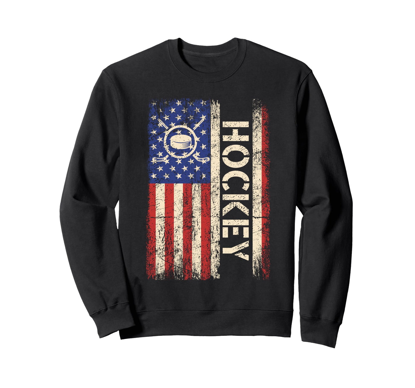 Hockey Usa American Flag Hockey Player Sweatshirt - Graphic Print Unisex - T-Shirt, Sweatshirt, Hoodie