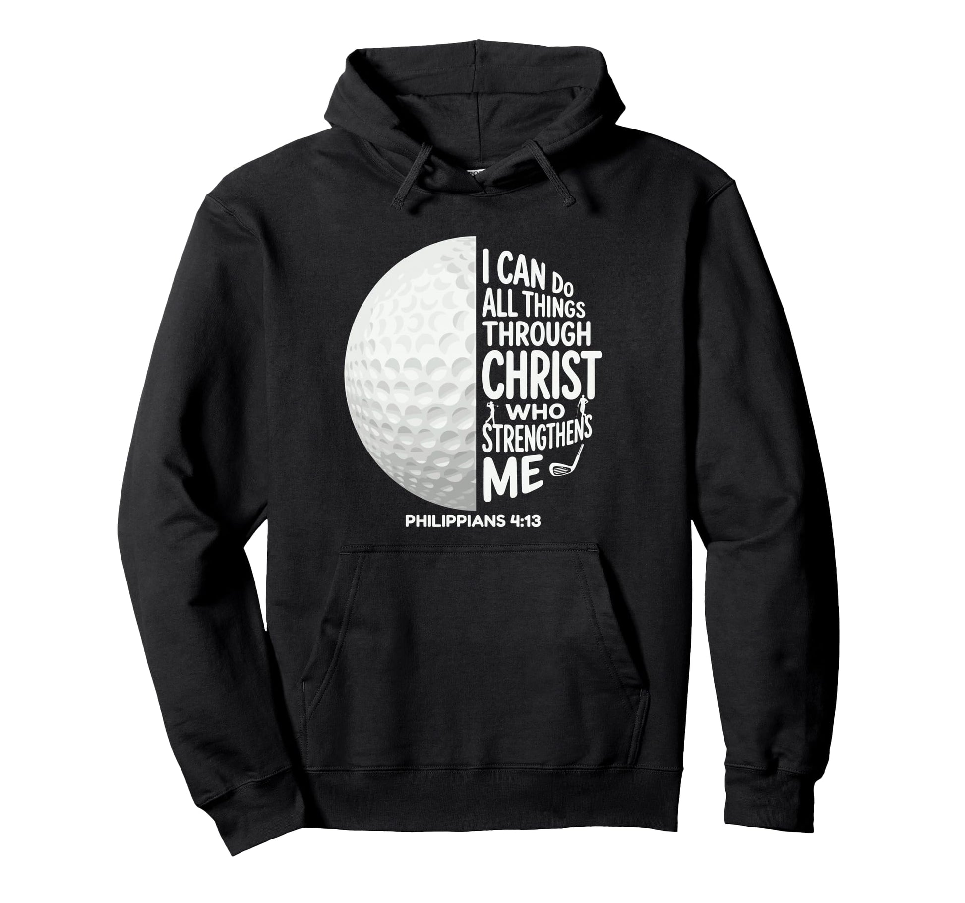 Christian Golf Ball Bible Verse Hoodie - Graphic Print Men Women - T-Shirt, Sweatshirt, Hoodie