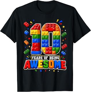 10 Years Old Boys Awesome Building Bricks 10th Birthday T-Shirt Unisex T-shirt, Sweatshirt, Hoodie, Long Sleeve Tee - T-Shirt, Sweatshirt, Hoodie