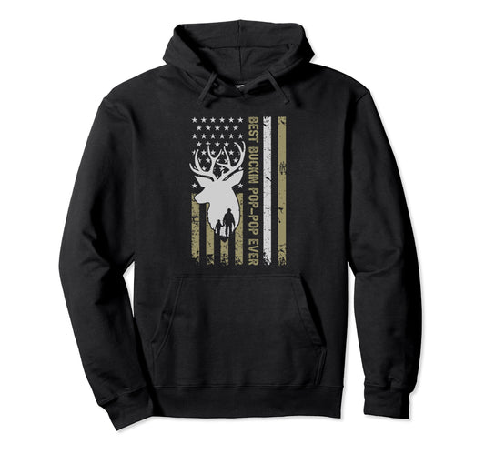 Best Buckin Pop Pop Camouflage American Hoodie - Trendy Graphic Unisex - T-Shirt, Sweatshirt, Hoodie