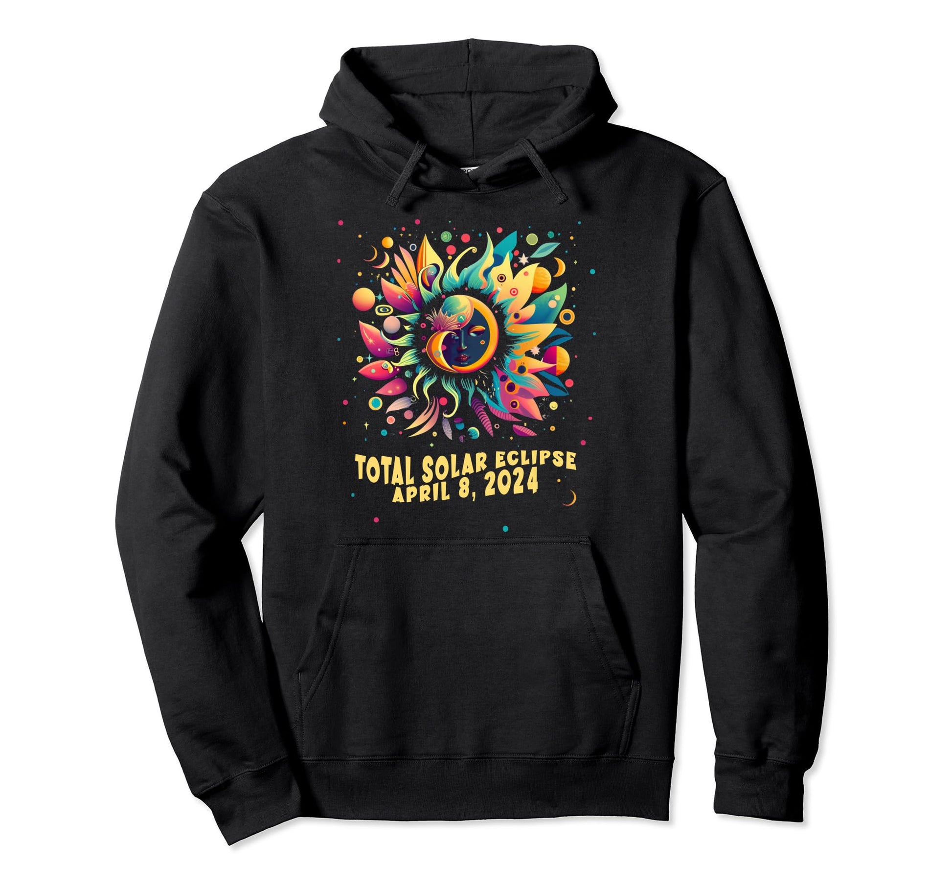 Total Solar Eclipse April 2024 Hippie Hoodie - Aesthetic Graphic Men Women - T-Shirt, Sweatshirt, Hoodie