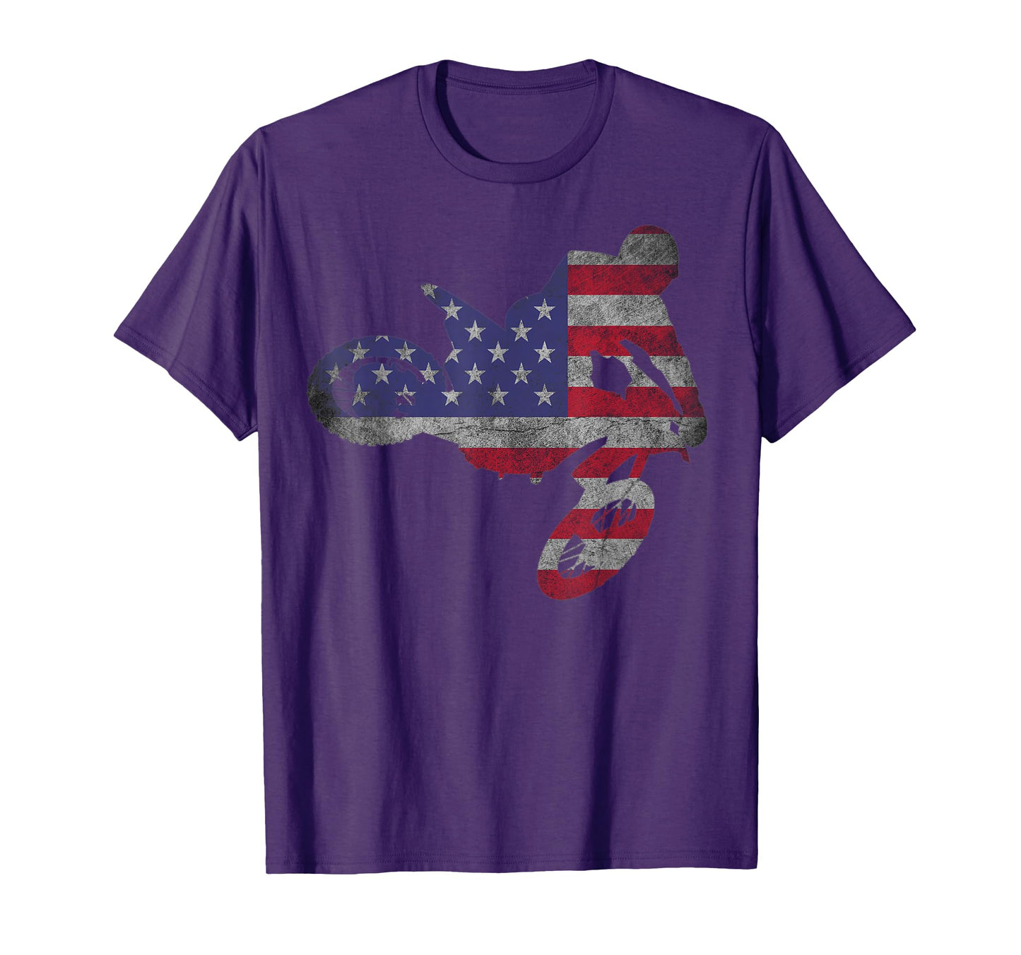 Dirt Bike American Flag Motocross Enduro T-Shirt - Custom Art Print Unisex - T-Shirt, Sweatshirt, Hoodie