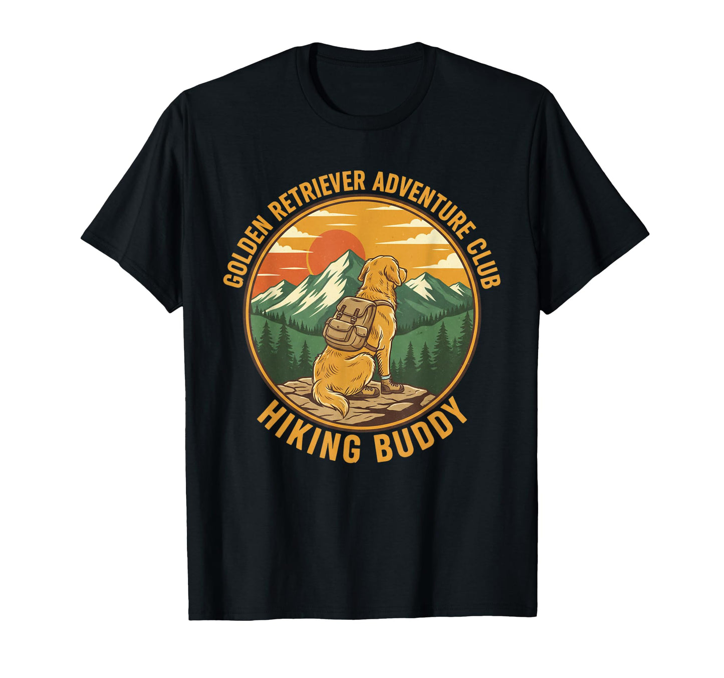 Hiking Buddy Golden Retriever T-Shirt - Novelty Apparel for Adults - T-Shirt, Sweatshirt, Hoodie