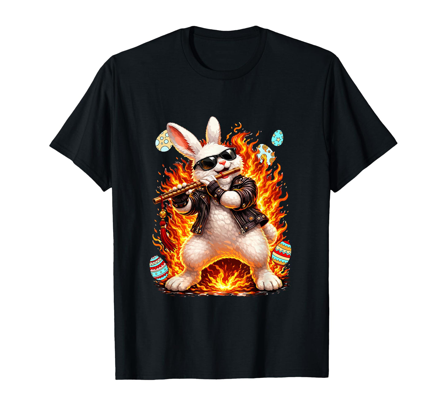 Easter Bunny Playing Flute T-Shirt - Casual Everyday Wear for Adults - T-Shirt, Sweatshirt, Hoodie