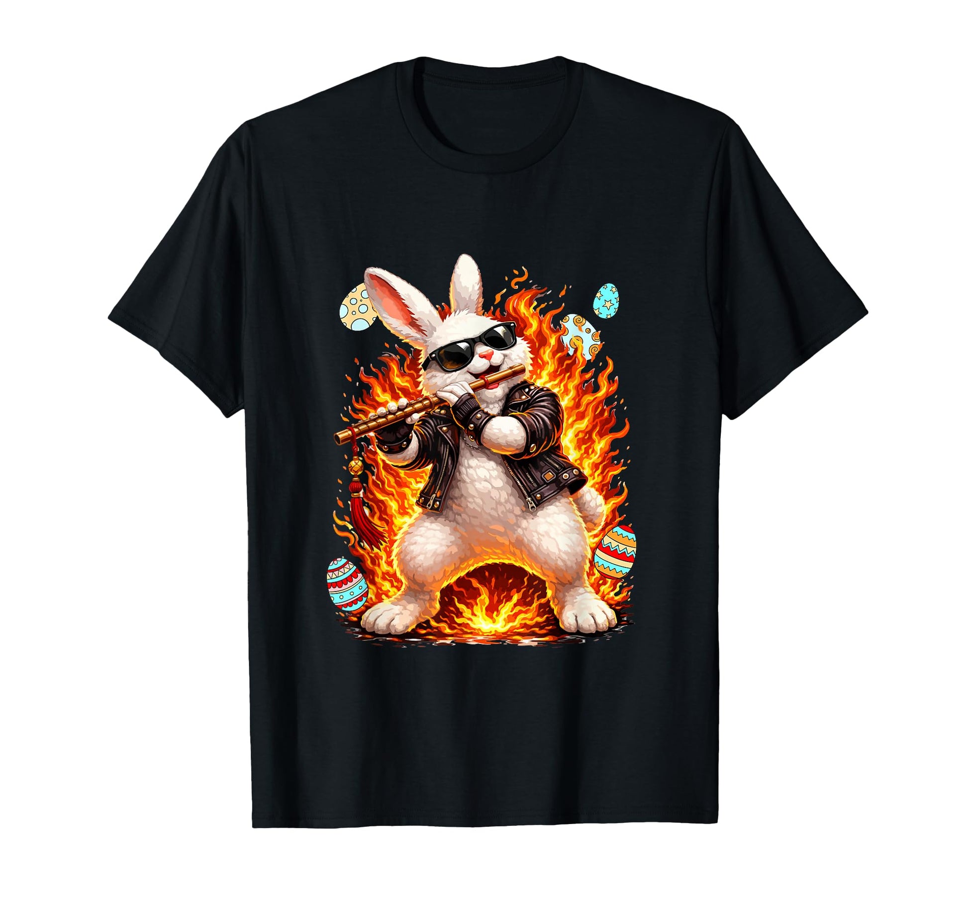 Easter Bunny Playing Flute T-Shirt - Casual Everyday Wear for Adults - T-Shirt, Sweatshirt, Hoodie