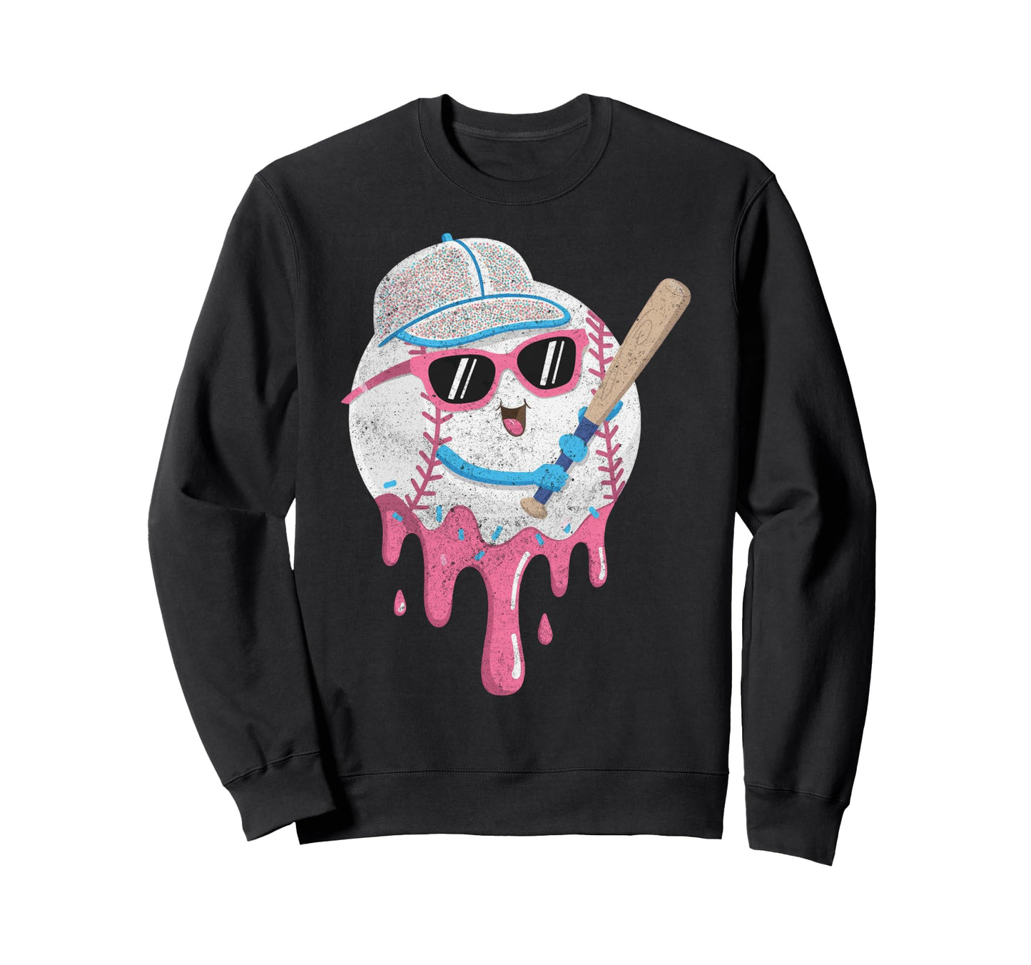 Baseball Ice Cream Drip Gamer Gifts T-Shirt - Minimalist Print Unisex - T-Shirt, Sweatshirt, Hoodie