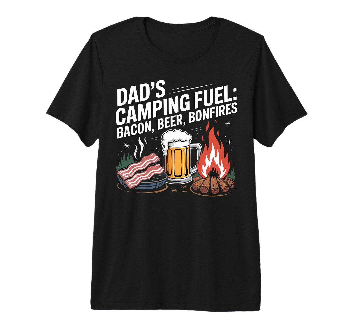 Dads Camping Fuel Bacon Beer T-Shirt - Custom Art Print for Adults - T-Shirt, Sweatshirt, Hoodie