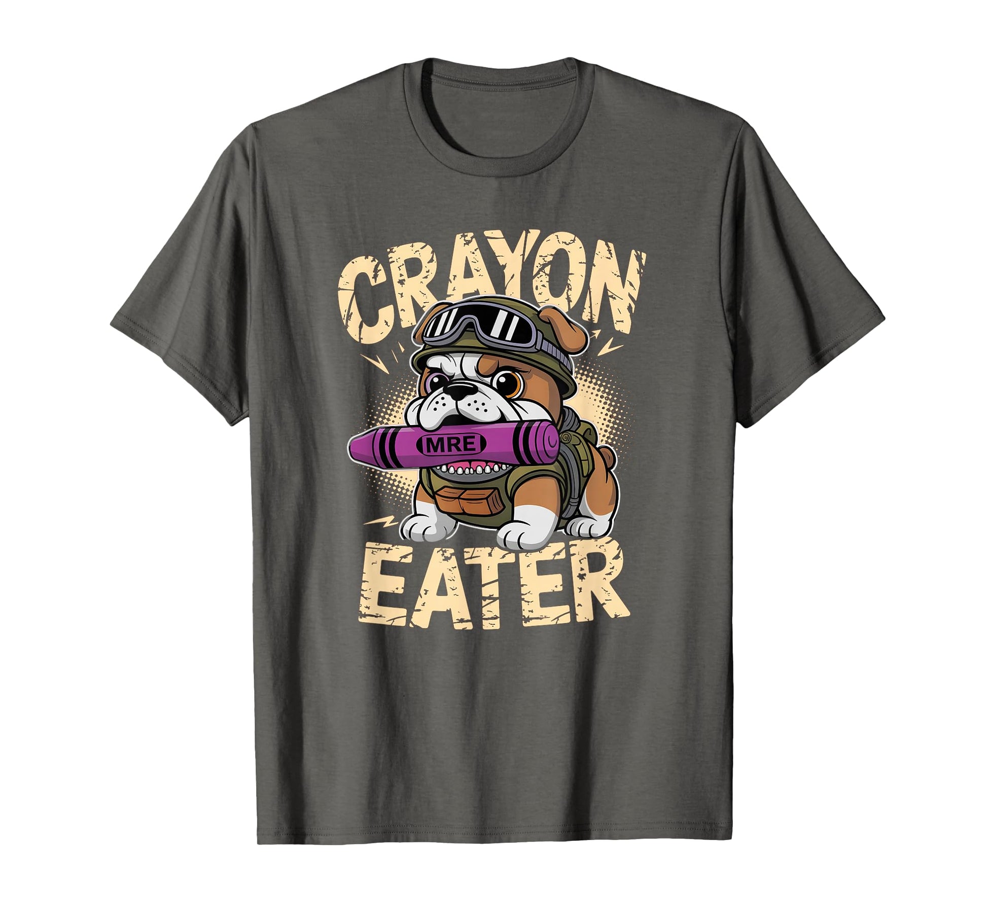 Kawaii Crayon Eater Bulldog Warfighter T-Shirt - Minimalist Print Unisex - T-Shirt, Sweatshirt, Hoodie
