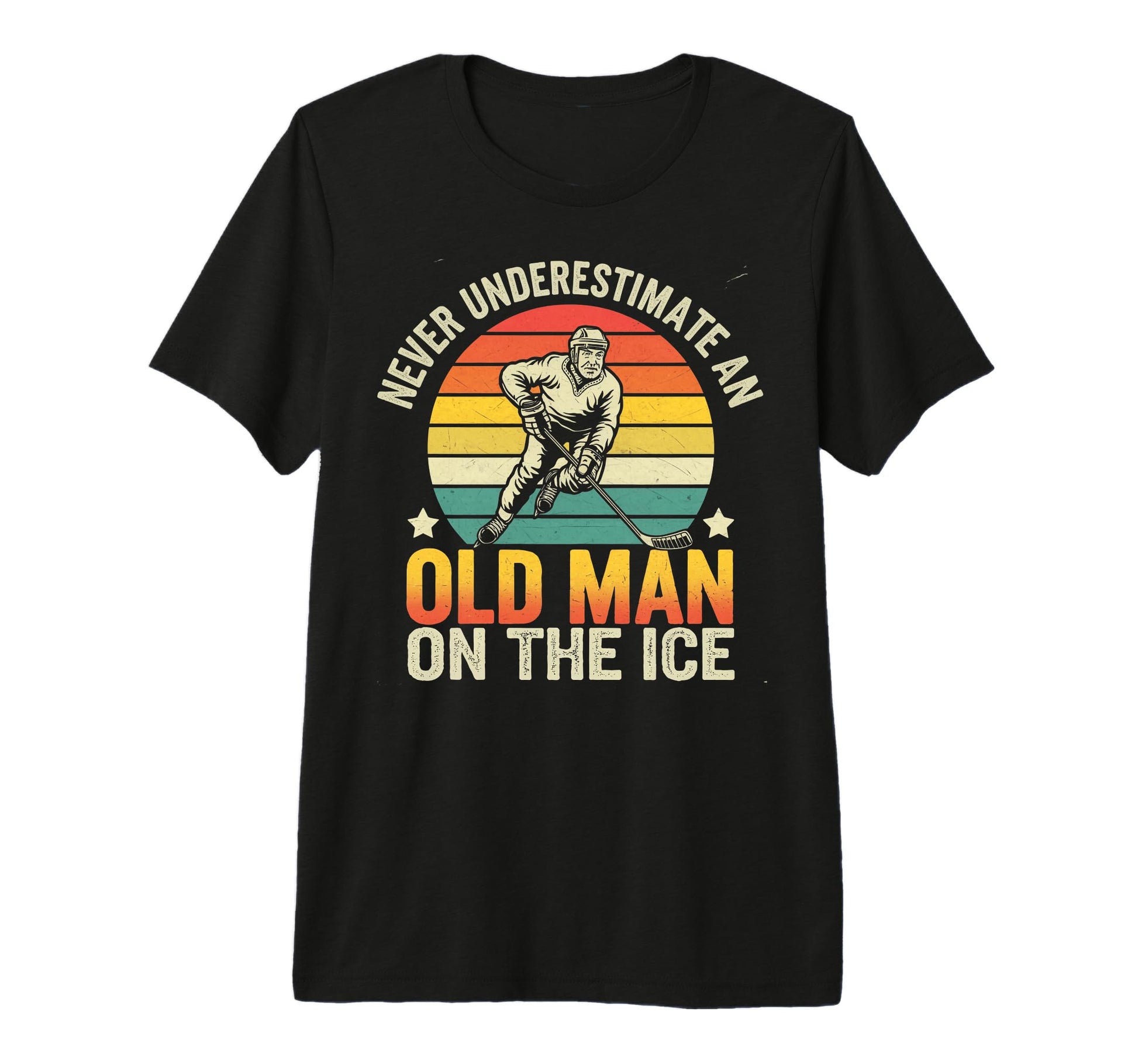 Never Underestimate Old Ice Ice Hockey T-Shirt - Aesthetic Graphic Unisex - T-Shirt, Sweatshirt, Hoodie