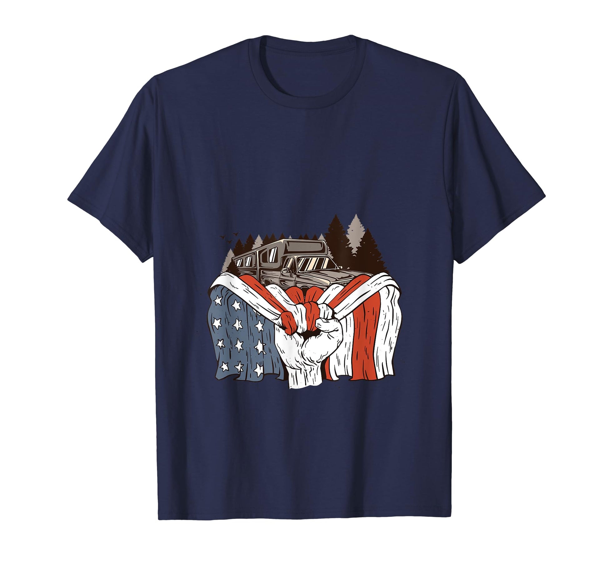 Camping Lover Camper American Flag T-Shirt - Trendy Graphic Men Women - T-Shirt, Sweatshirt, Hoodie
