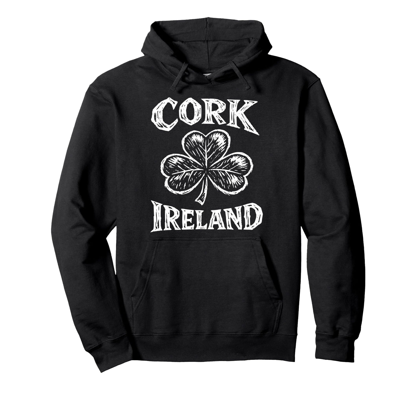 Cork Ireland Shamrock Zine Ink White Hoodie - Graphic Print Unisex - T-Shirt, Sweatshirt, Hoodie