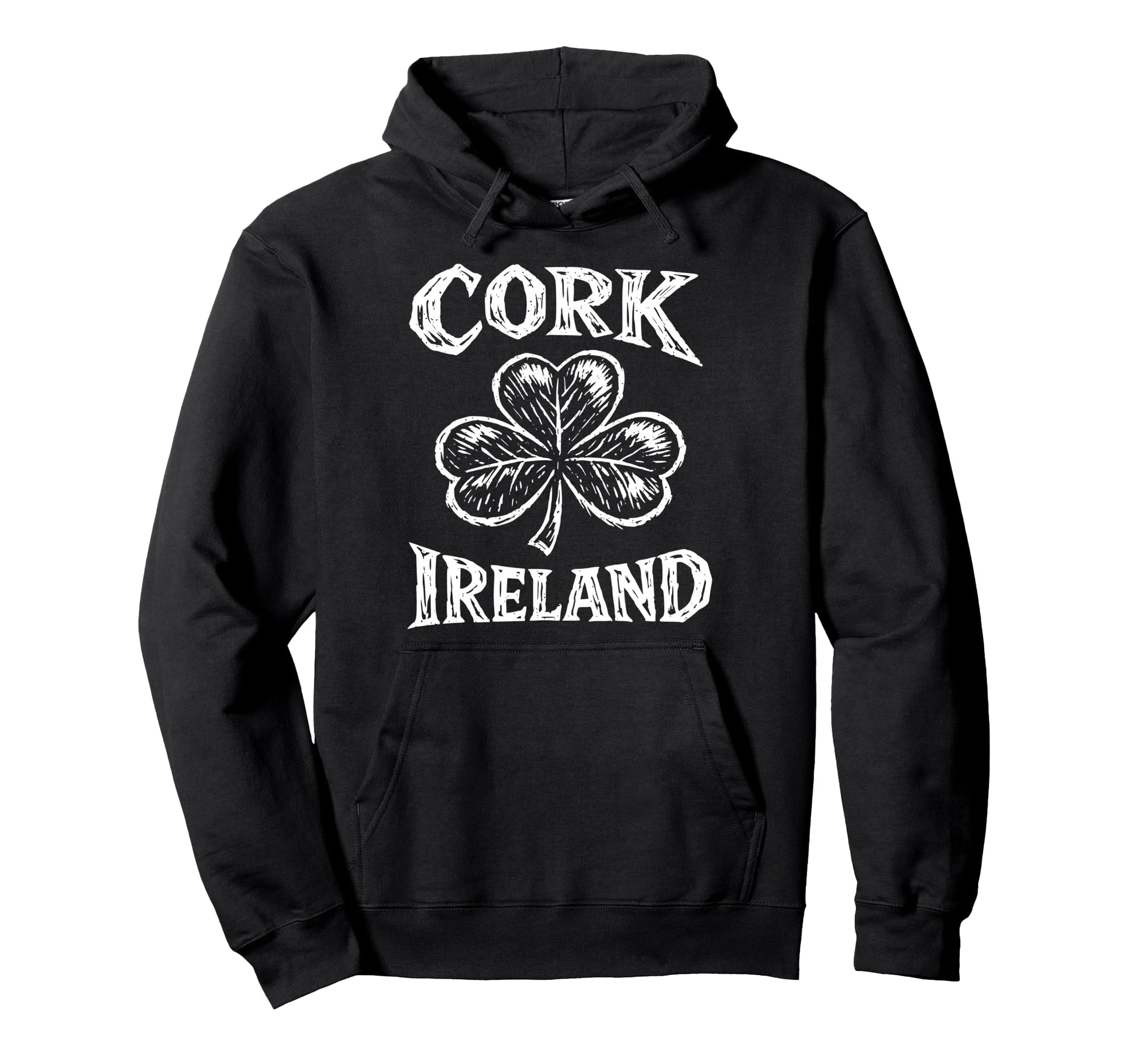 Cork Ireland Shamrock Zine Ink White Hoodie - Graphic Print Unisex - T-Shirt, Sweatshirt, Hoodie