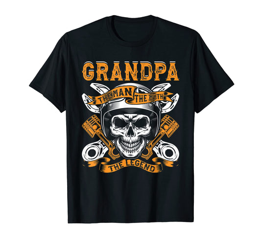 Biker Grandpa Myth Motorcycle T-Shirt - Casual Everyday Wear Unisex - T-Shirt, Sweatshirt, Hoodie