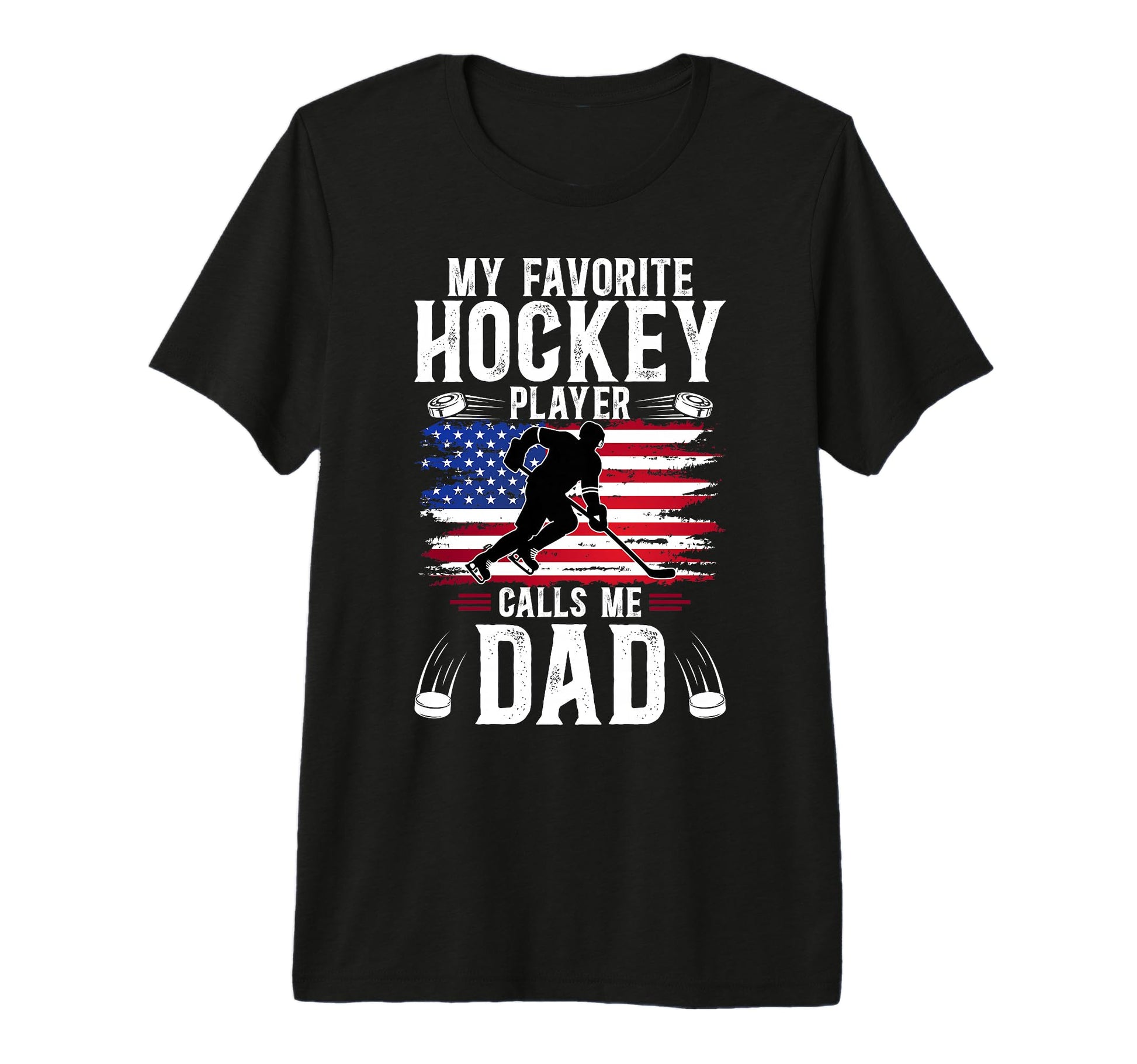 Mens Hockey Dad Hockey Player Us Flag T-Shirt - Streetwear Style Unisex - T-Shirt, Sweatshirt, Hoodie