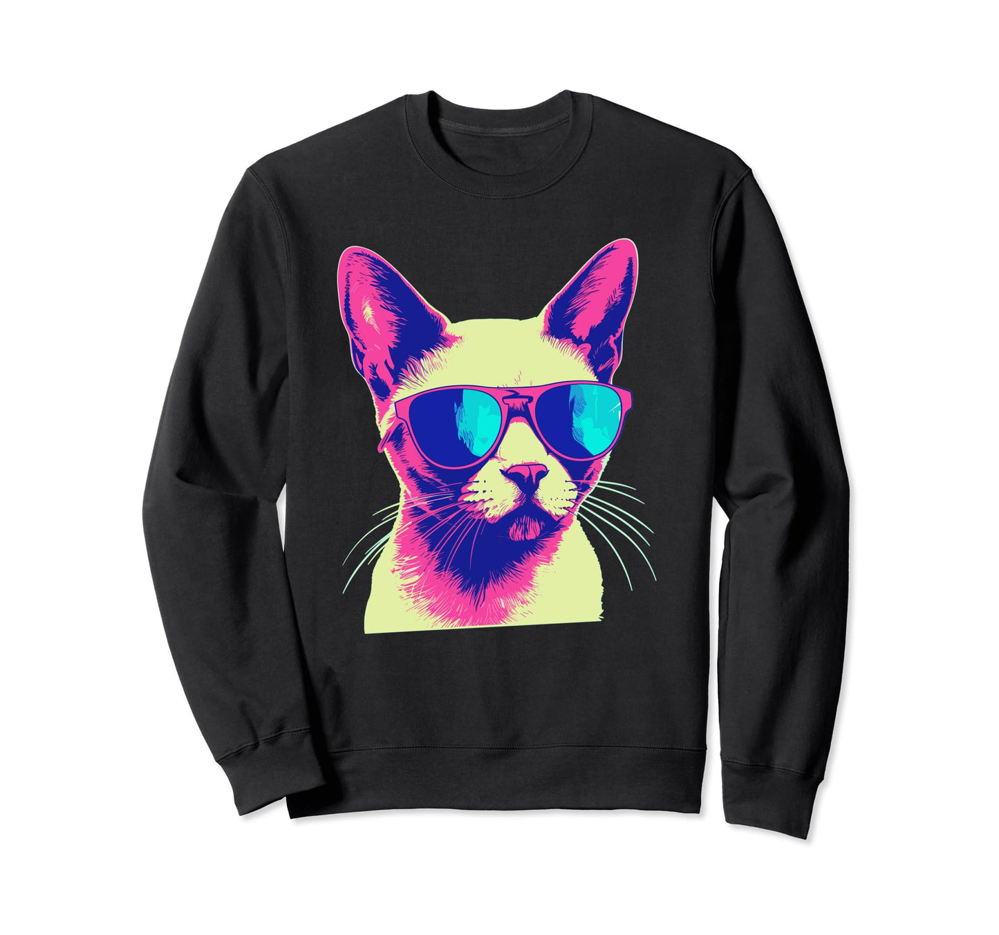 Siamese Cat Lover Sunglasses Mom Dad Sweatshirt - Custom Art Print Unisex - T-Shirt, Sweatshirt, Hoodie