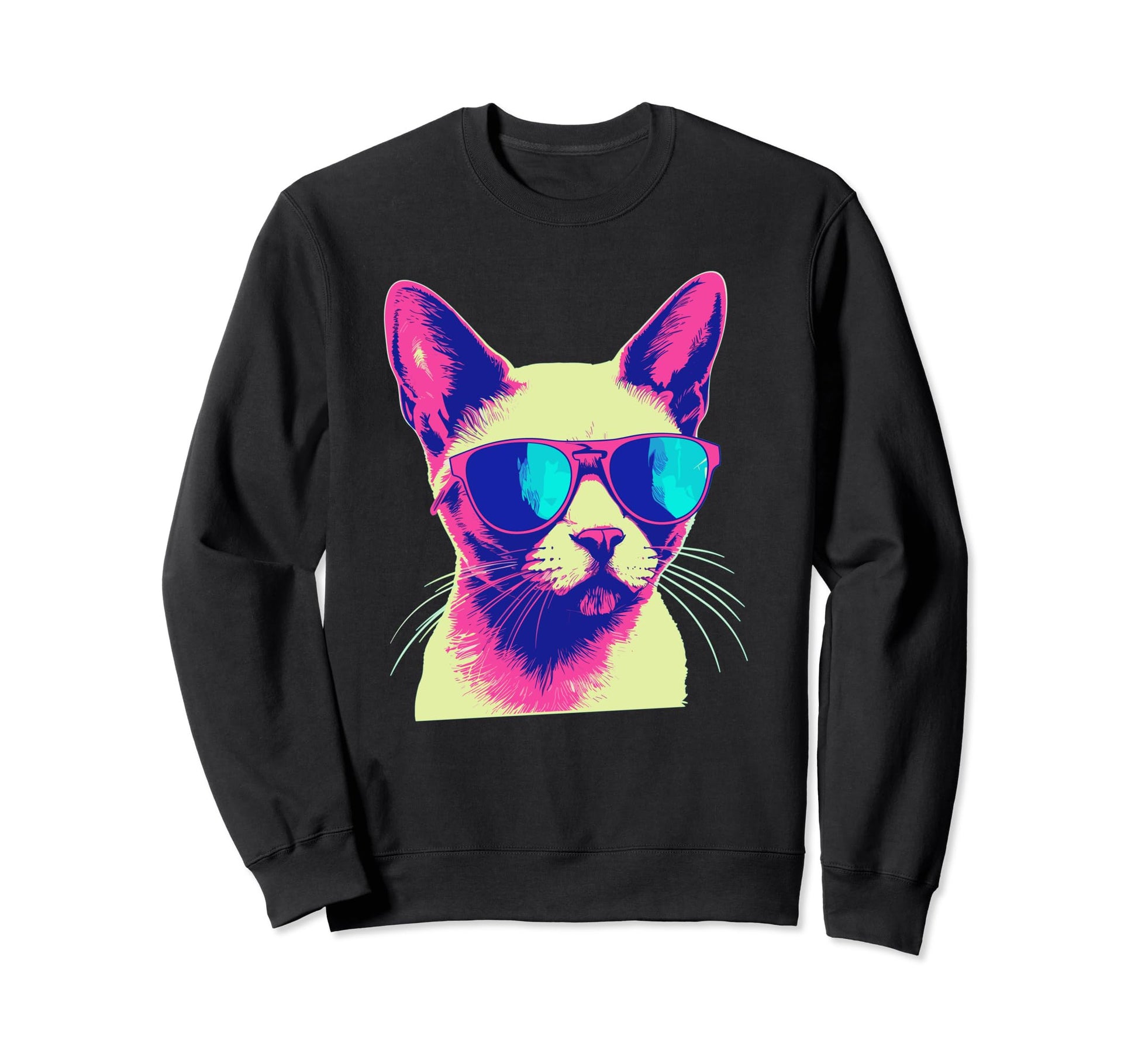 Siamese Cat Lover Sunglasses Mom Dad Sweatshirt - Custom Art Print Unisex - T-Shirt, Sweatshirt, Hoodie