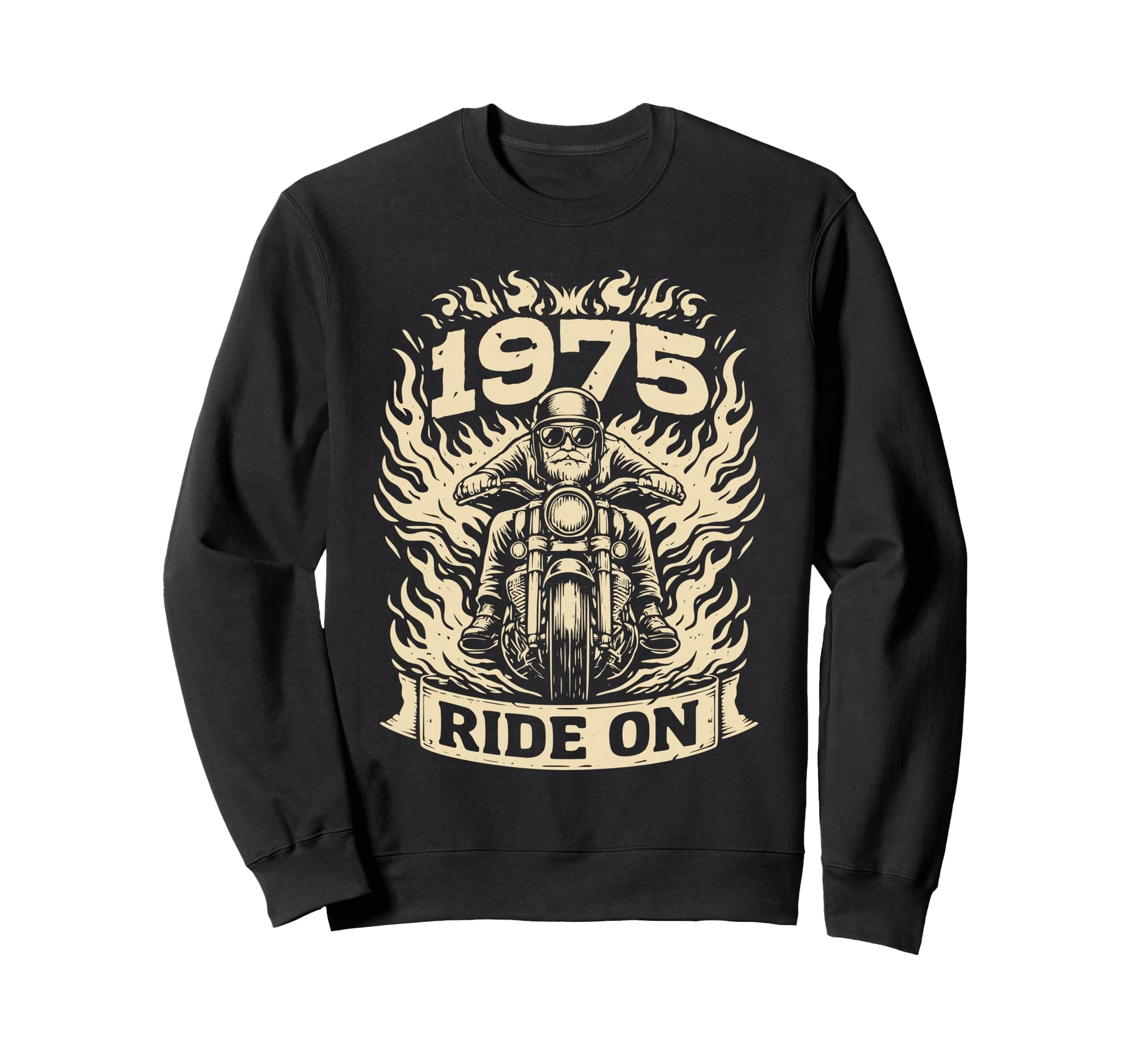 Biker 1975 Ride Birthday Motorcycle Sweatshirt - Graphic Print Men Women - T-Shirt, Sweatshirt, Hoodie
