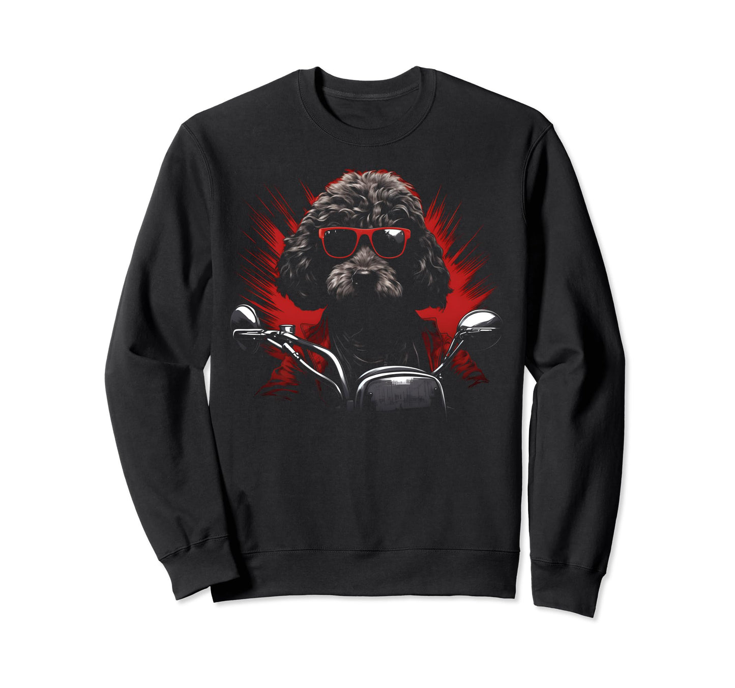 Motorcycle Dad Biker Dog Poodle Dad Sweatshirt - Minimalist Print Unisex - T-Shirt, Sweatshirt, Hoodie