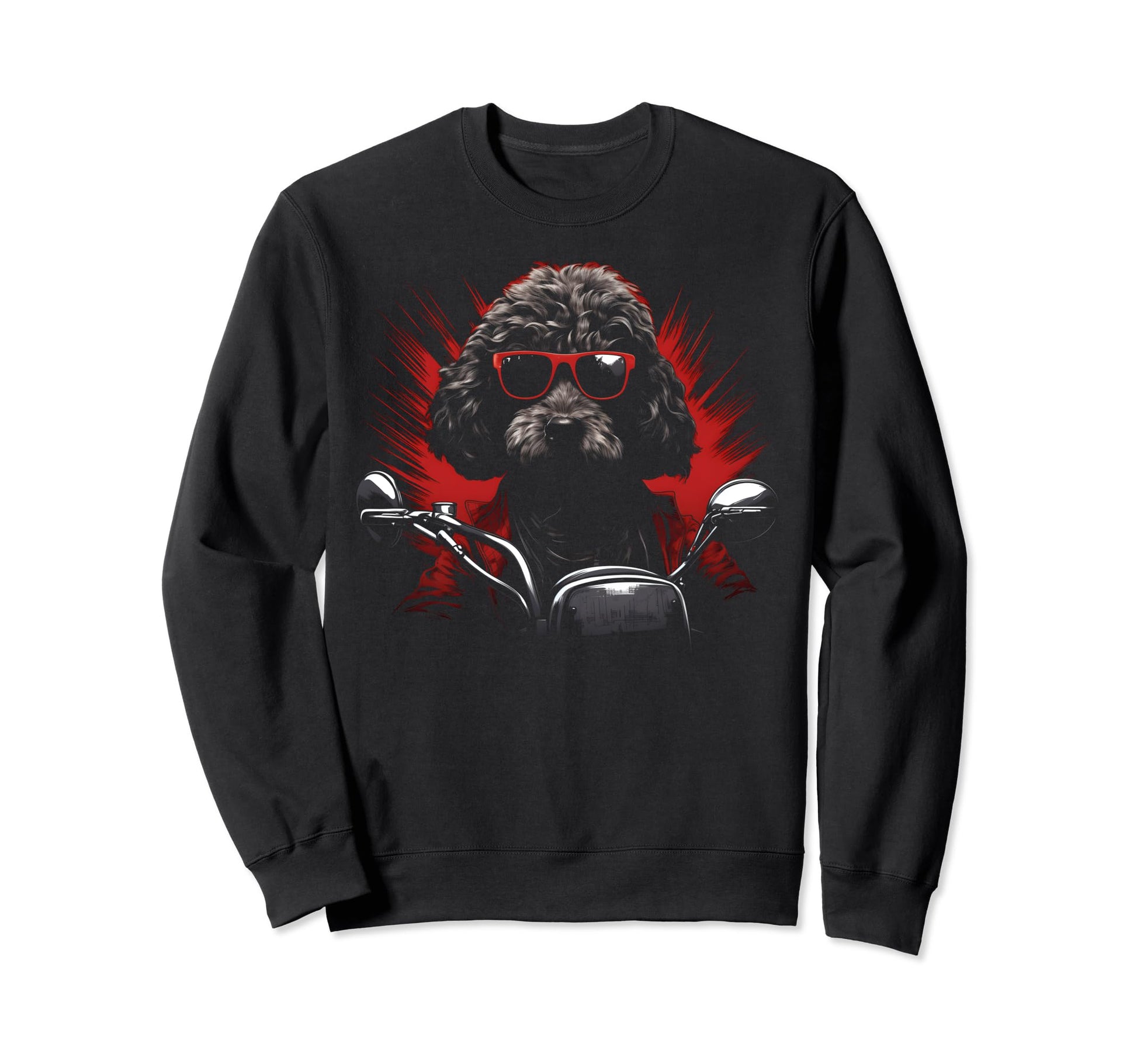 Motorcycle Dad Biker Dog Poodle Dad Sweatshirt - Minimalist Print Unisex - T-Shirt, Sweatshirt, Hoodie