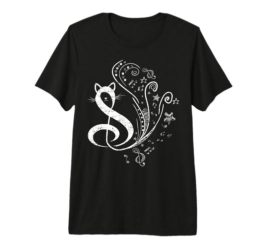 Cat Treble Clef Symbol Music Cats T-Shirt - Custom Art Print for Adults - T-Shirt, Sweatshirt, Hoodie