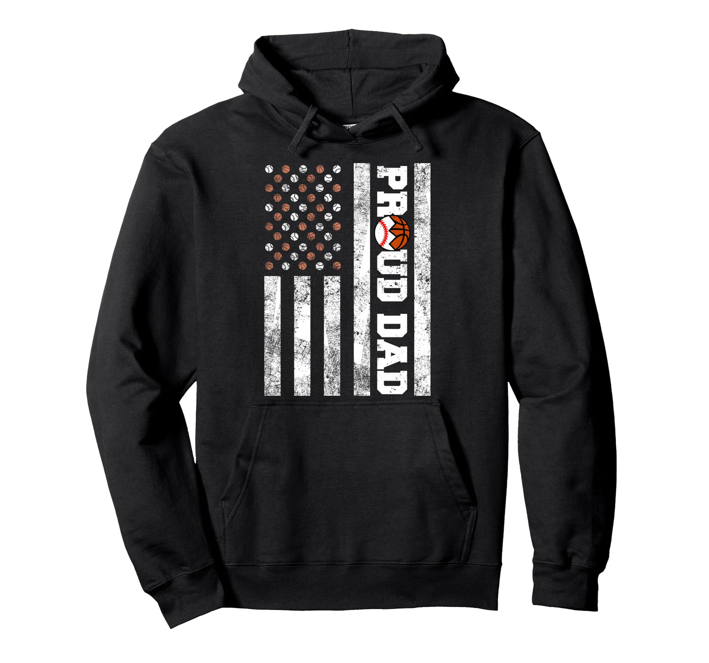 Proud Dad American Flag Funny Baseball Hoodie - Novelty Apparel for Adults - T-Shirt, Sweatshirt, Hoodie