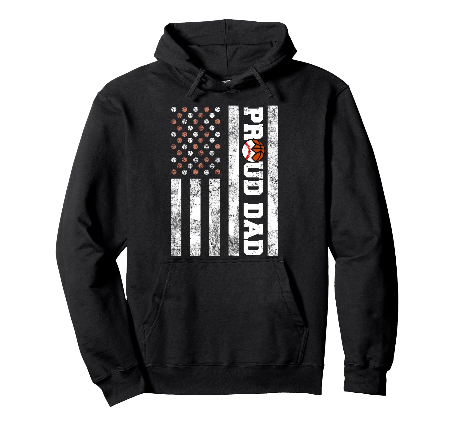 Proud Dad American Flag Funny Baseball Hoodie - Novelty Apparel for Adults - T-Shirt, Sweatshirt, Hoodie