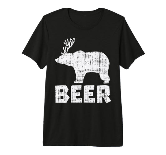 Bear Deer Beer Funny Drinking T-Shirt - Minimalist Print for Adults - T-Shirt, Sweatshirt, Hoodie