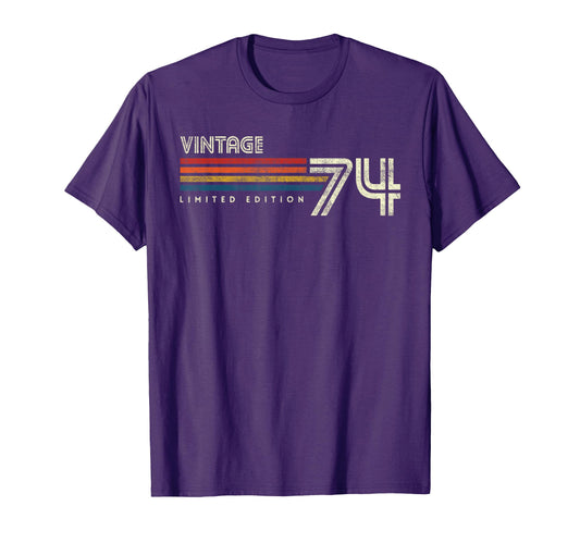 1974 Chest Stripe Birthday T-Shirt - Graphic Print Unisex - T-Shirt, Sweatshirt, Hoodie