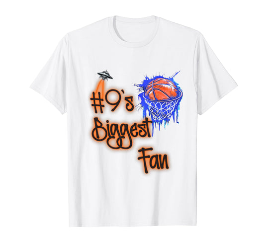 9 Biggest Fan Basketball Player Number T-Shirt - Graphic Print for Adults - T-Shirt, Sweatshirt, Hoodie