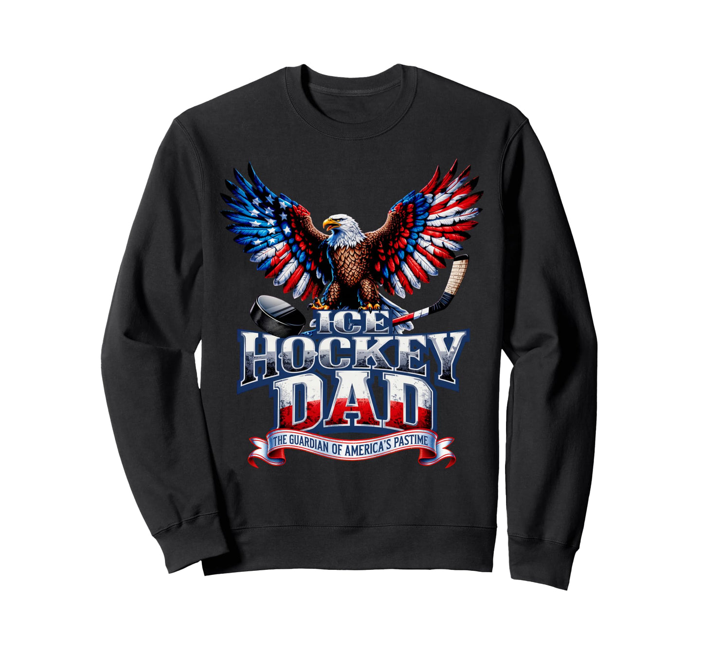 Ice Hockey Dad American Flag Sweatshirt - Streetwear Style Men Women - T-Shirt, Sweatshirt, Hoodie