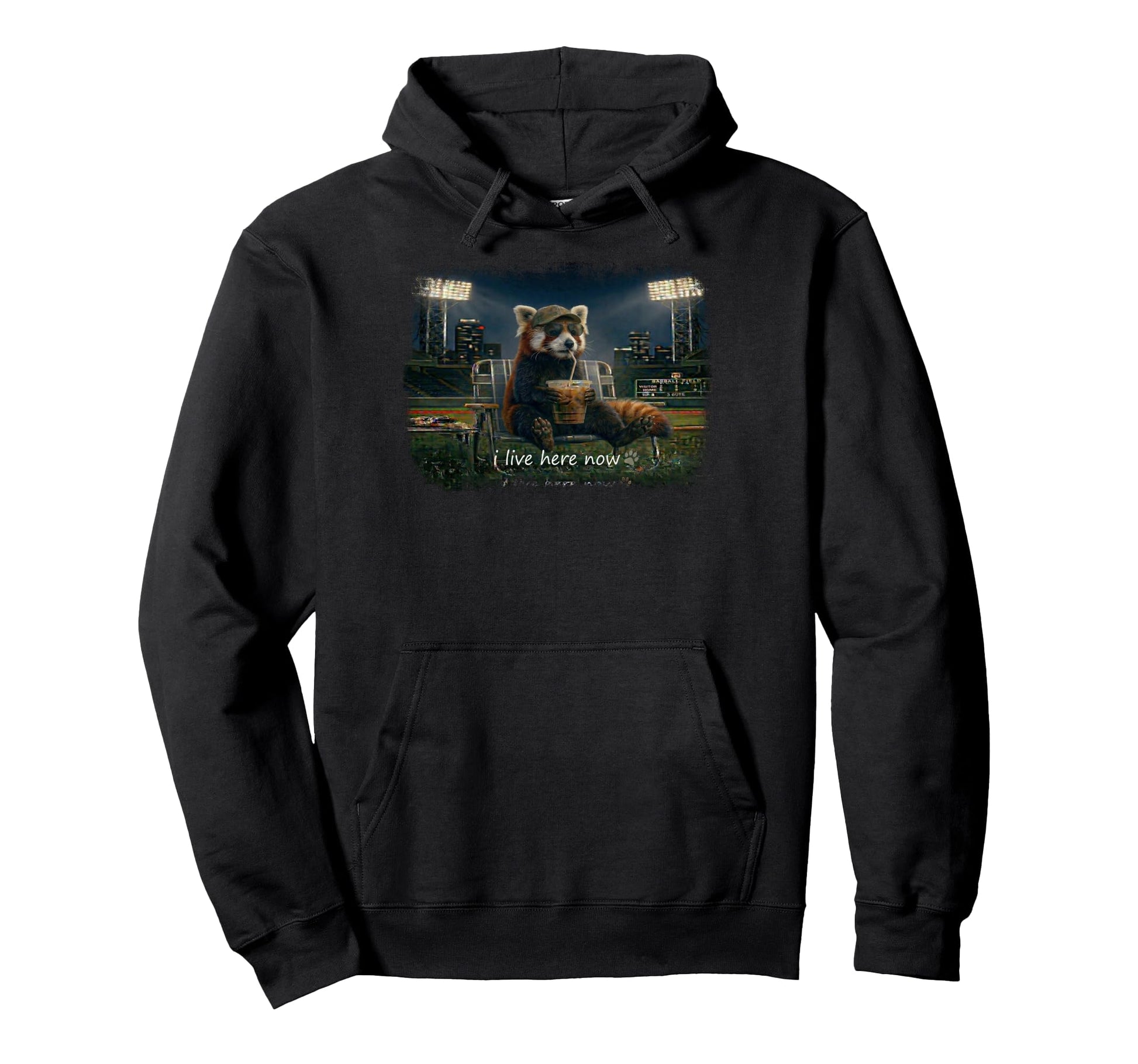 Funny Red Panda Ballfield Baseball Hoodie - Aesthetic Graphic for Adults - T-Shirt, Sweatshirt, Hoodie