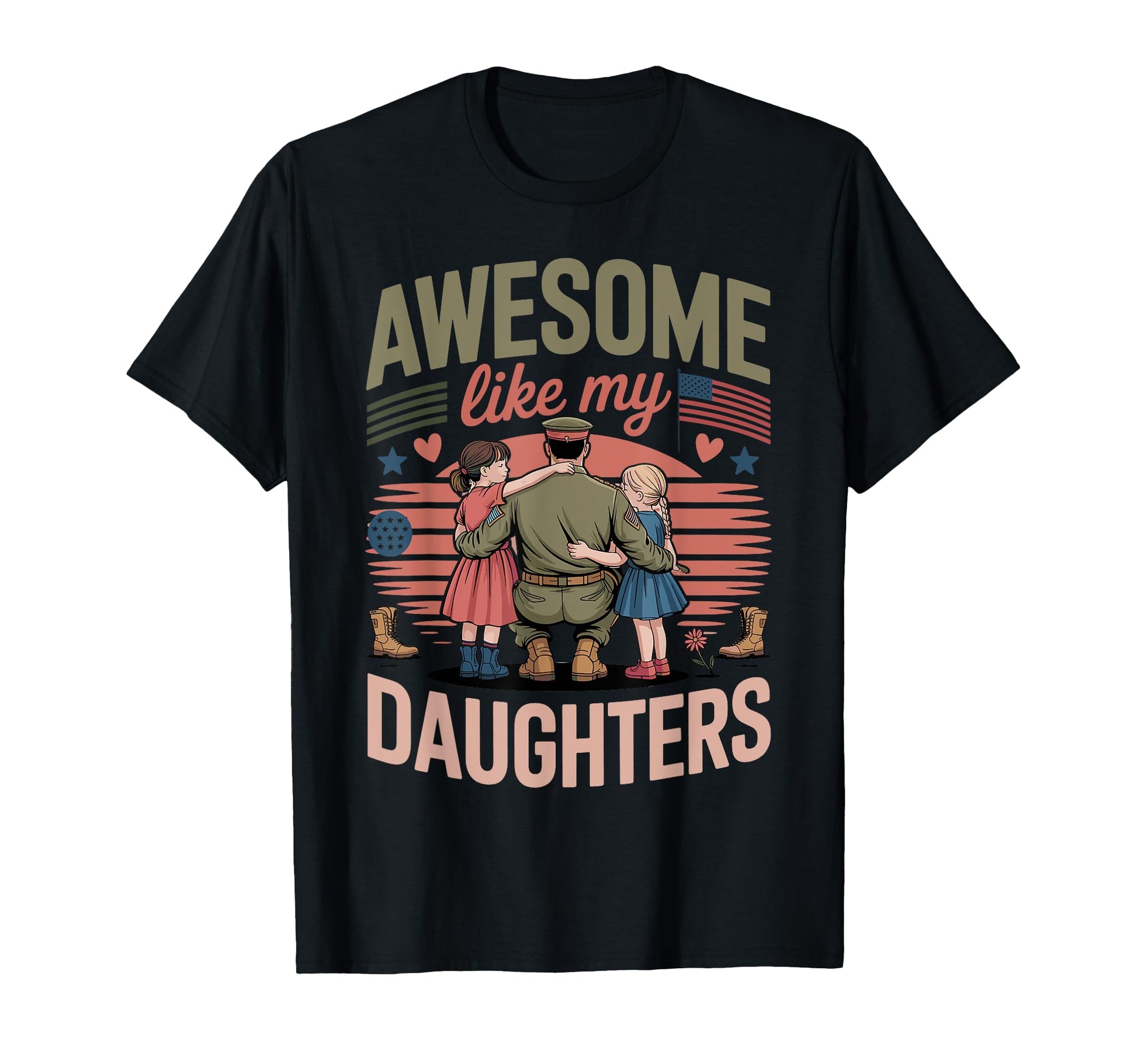 Awesome Like My Daughters Military Dad T-Shirt - Unique Graphic Men Women - T-Shirt, Sweatshirt, Hoodie