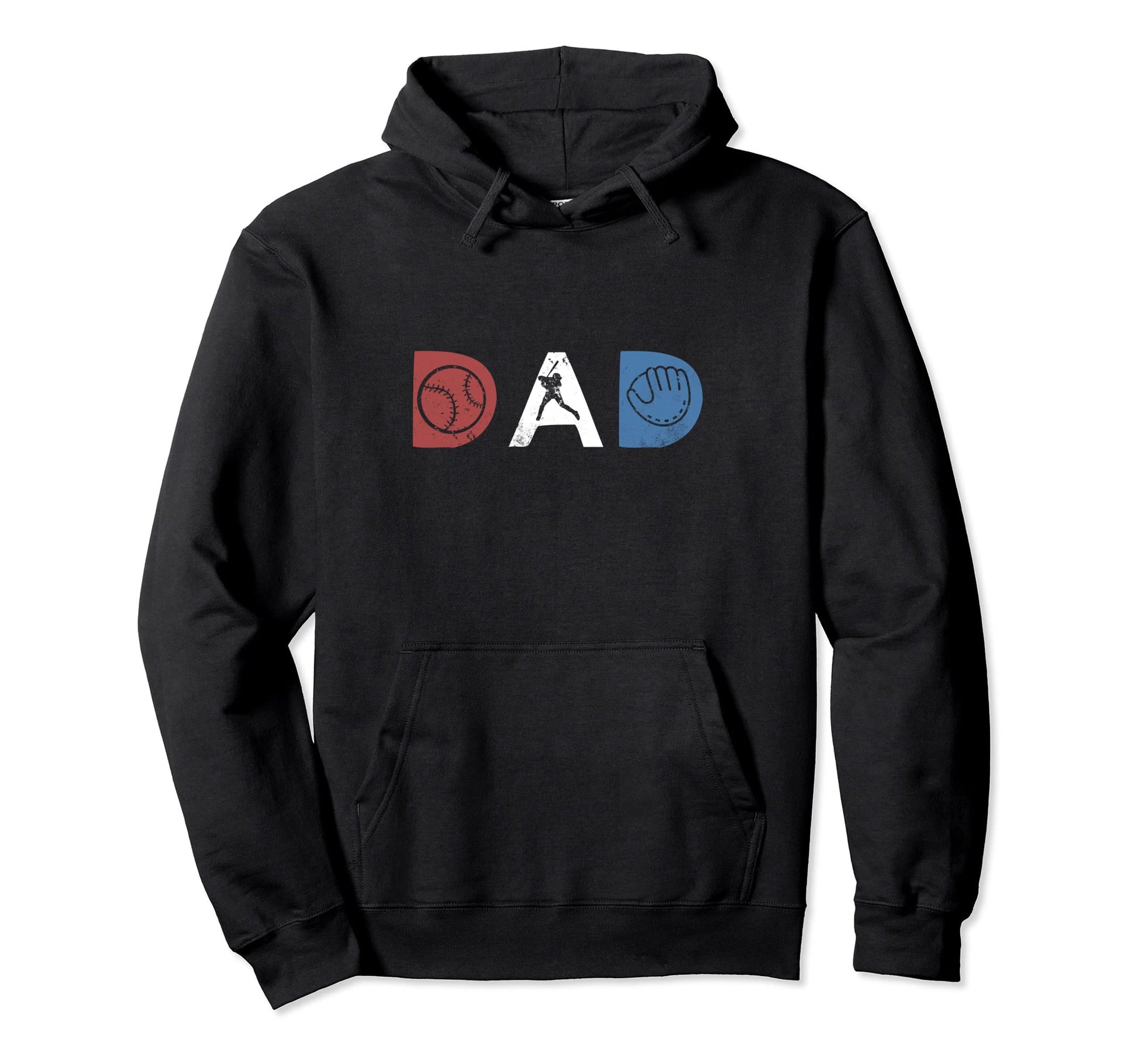 Baseball Dad Softball Red White Blue Hoodie - Streetwear Style for Adults - T-Shirt, Sweatshirt, Hoodie
