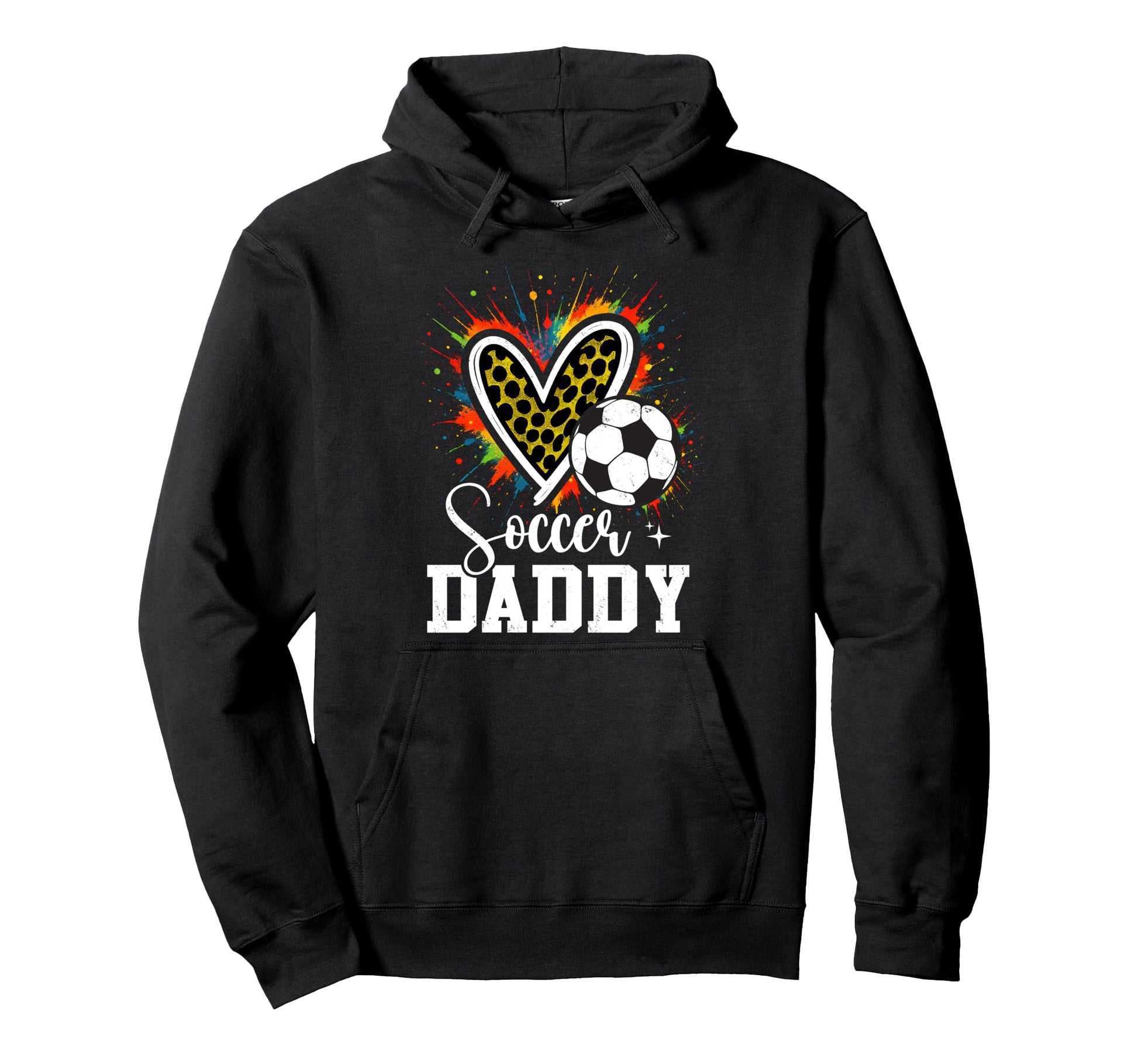 Soccer Daddy Leopard Heart Colorful Hoodie - Unique Graphic Unisex - T-Shirt, Sweatshirt, Hoodie