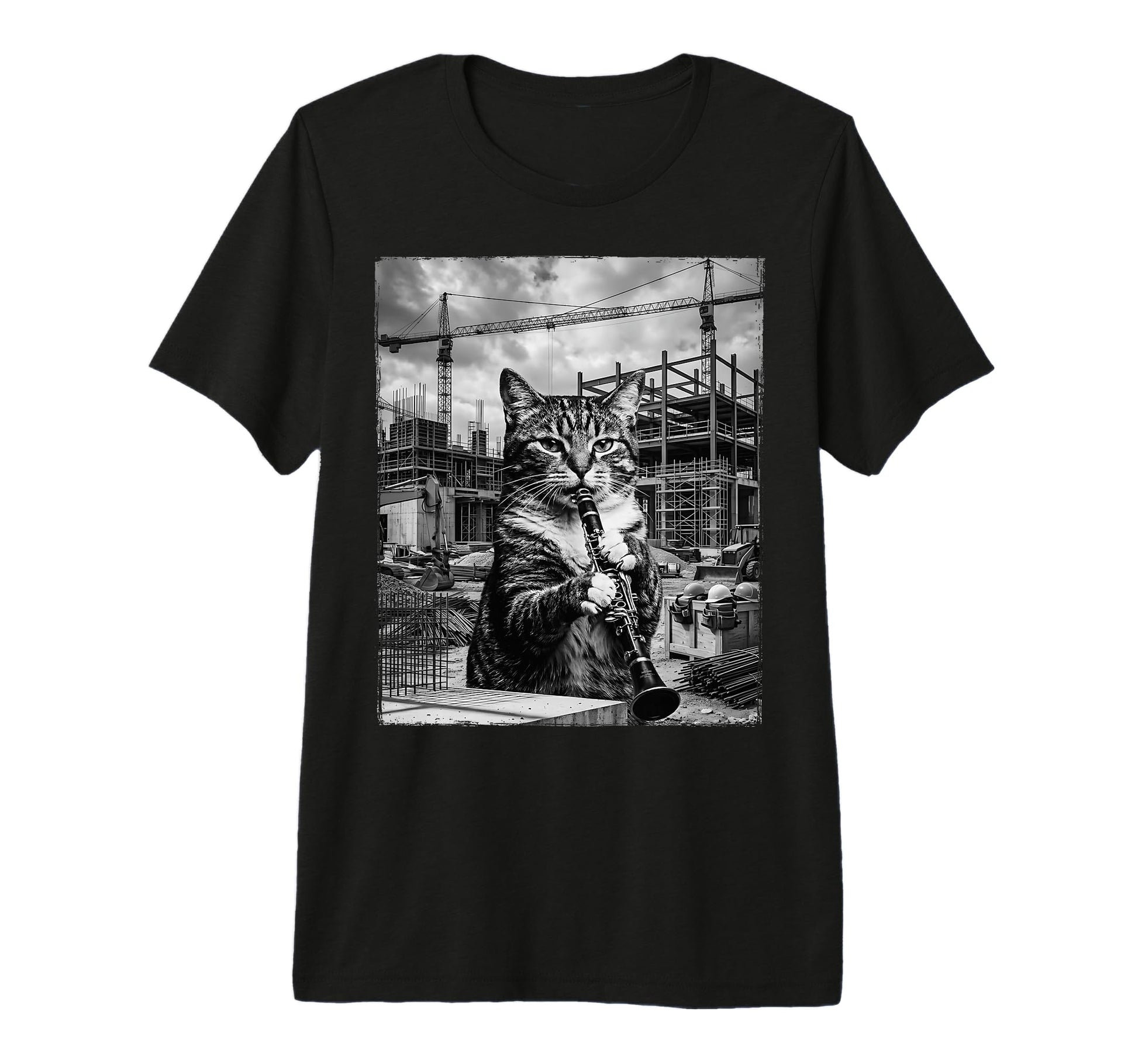 Cat Playing Clarinet Music Funny T-Shirt - Fun Novelty Design Unisex - T-Shirt, Sweatshirt, Hoodie