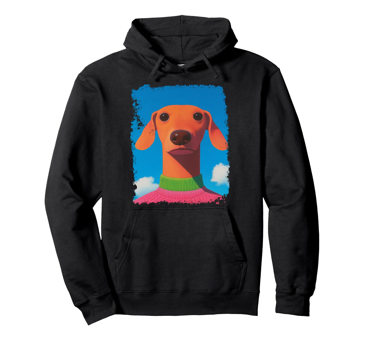Pop Art Silly Dachshund Face Funny Dog Hoodie - Unique Graphic Unisex - T-Shirt, Sweatshirt, Hoodie