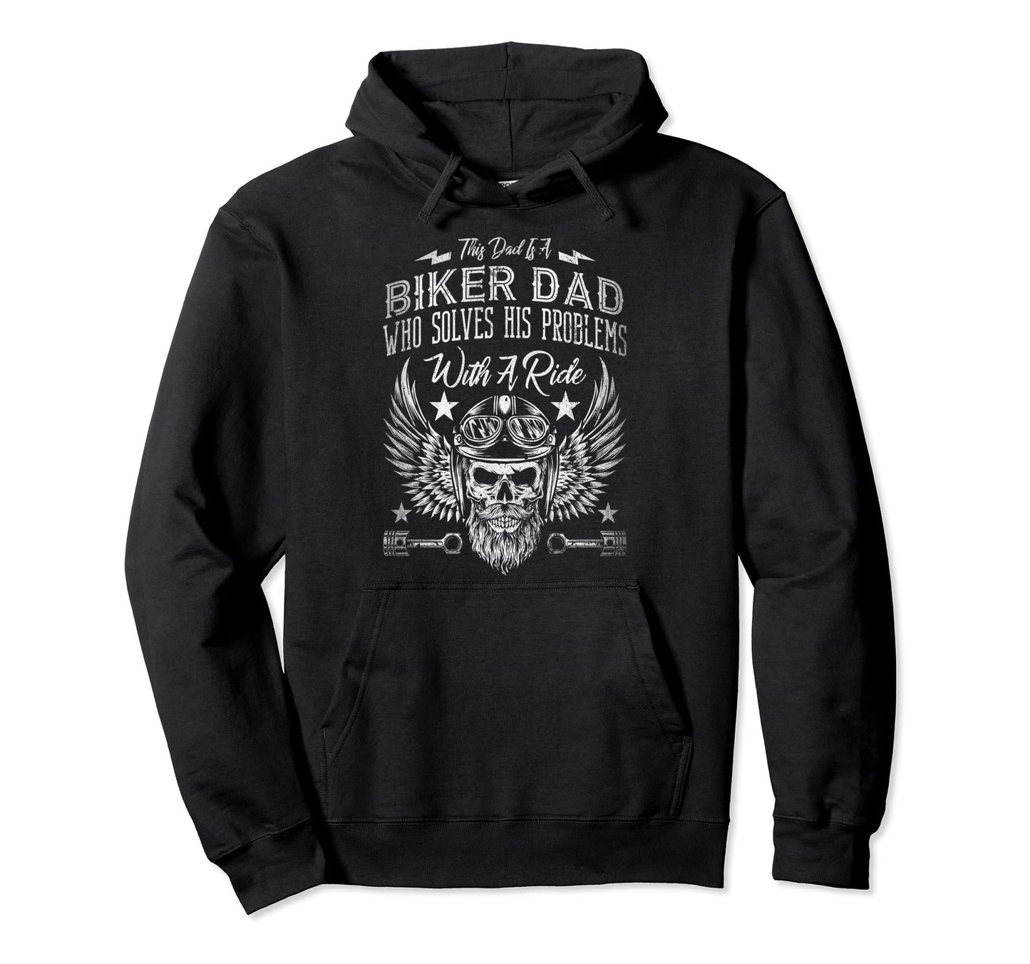 This Dad Is Biker Who Solves His Problems Hoodie - Custom Art Print Unisex - T-Shirt, Sweatshirt, Hoodie