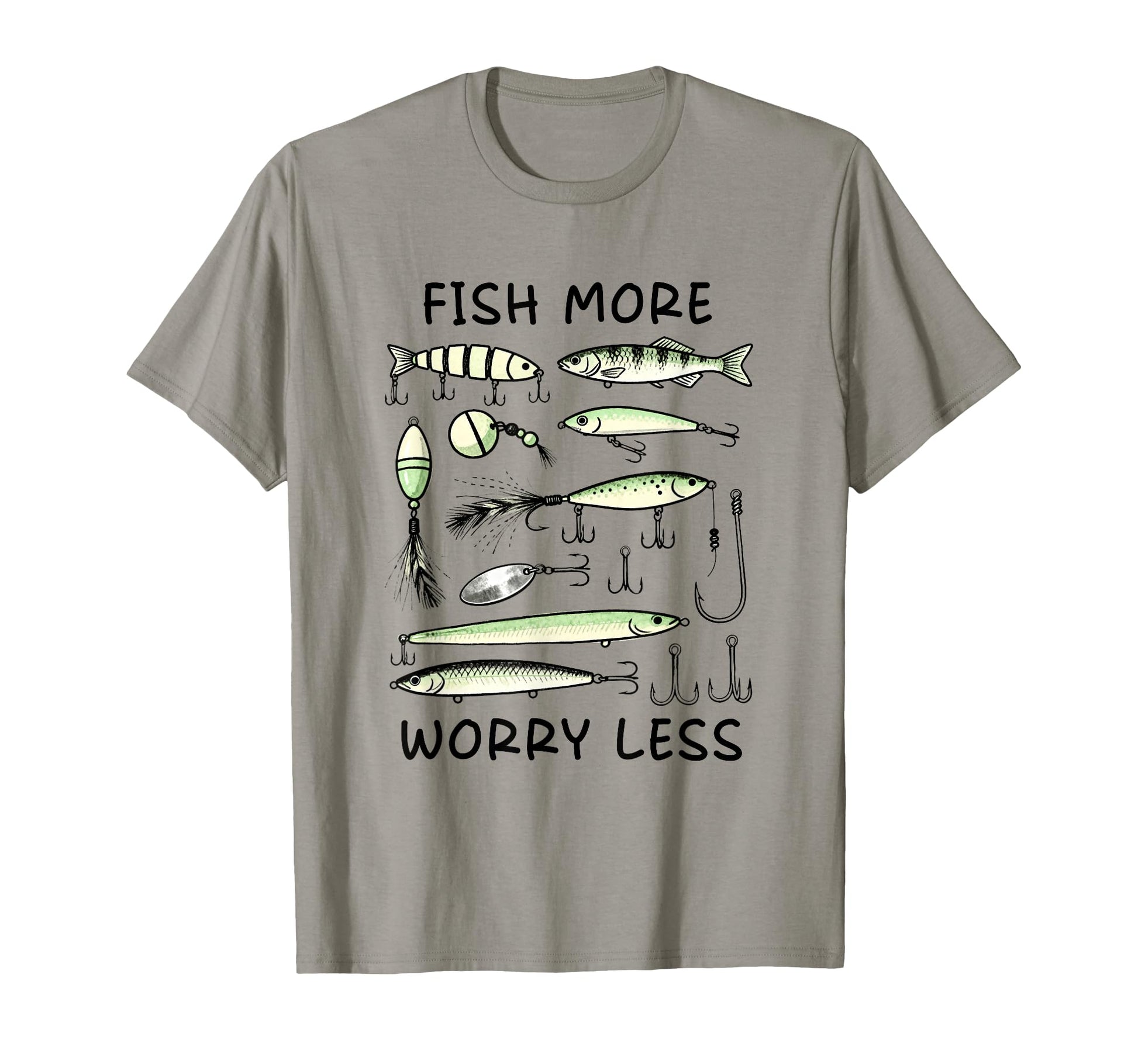 Fish More Worry Less Fishing Bait Lure T-Shirt - Aesthetic Graphic Unisex - T-Shirt, Sweatshirt, Hoodie