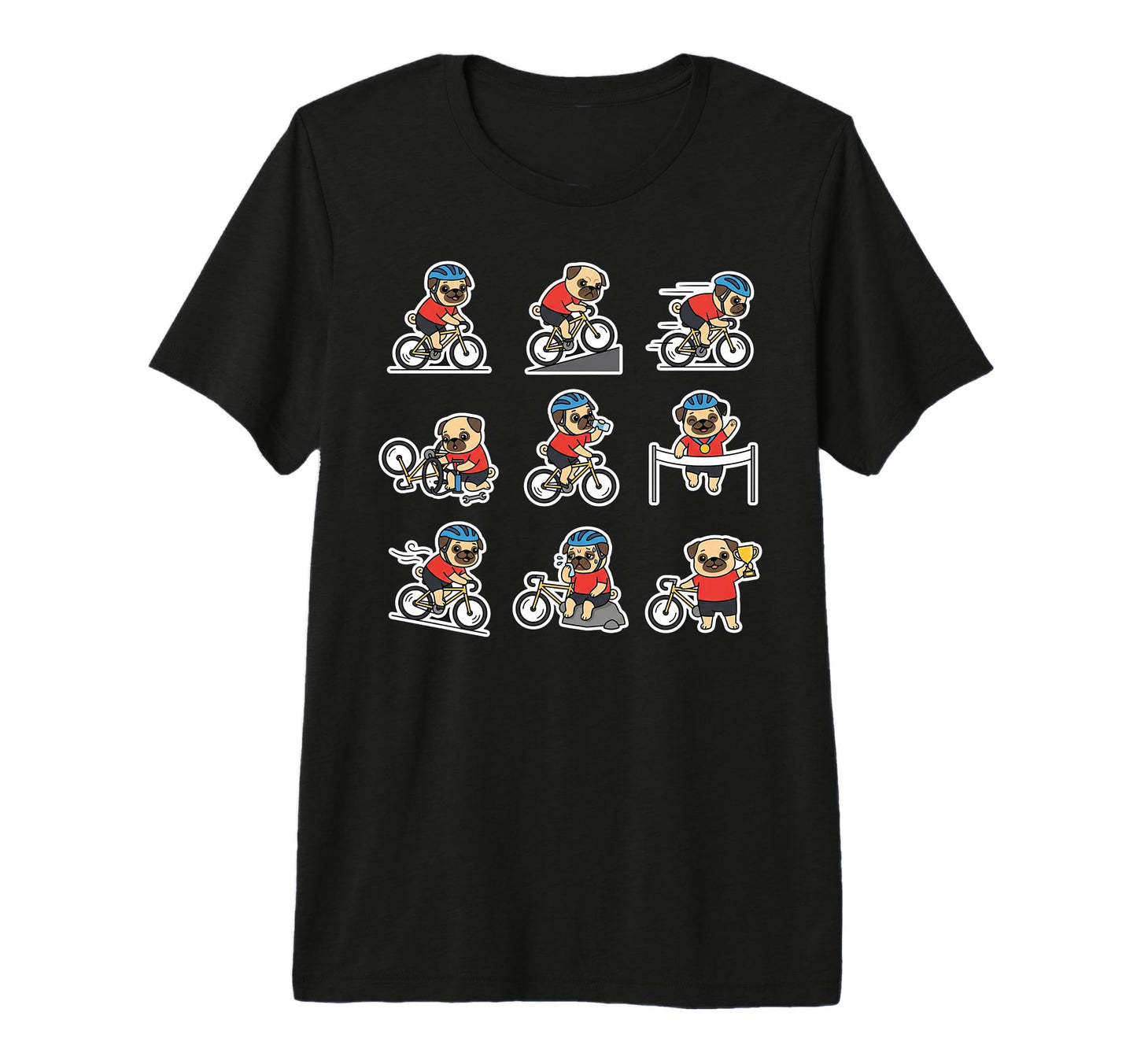 Funny Pug Cycling Bicycle Rider Dog T-Shirt - Streetwear Style Unisex - T-Shirt, Sweatshirt, Hoodie