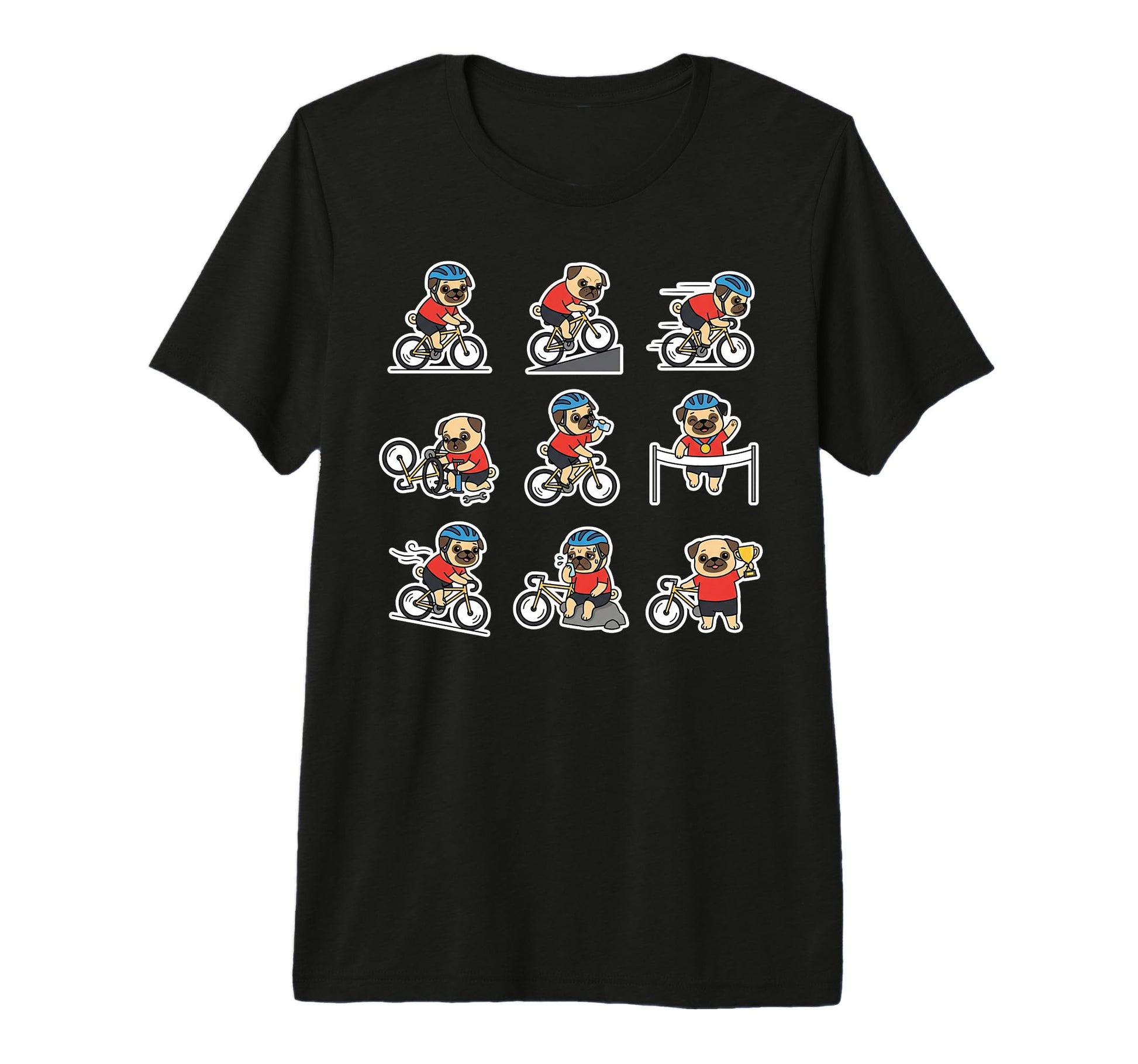 Funny Pug Cycling Bicycle Rider Dog T-Shirt - Streetwear Style Unisex - T-Shirt, Sweatshirt, Hoodie