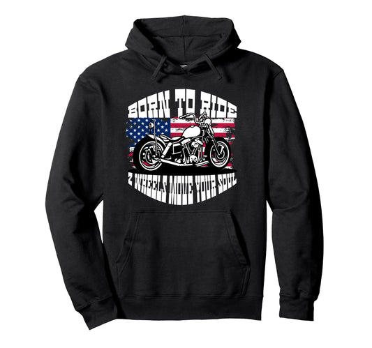Biker Dad American Us Flag Hoodie - Casual Everyday Wear Men Women - T-Shirt, Sweatshirt, Hoodie